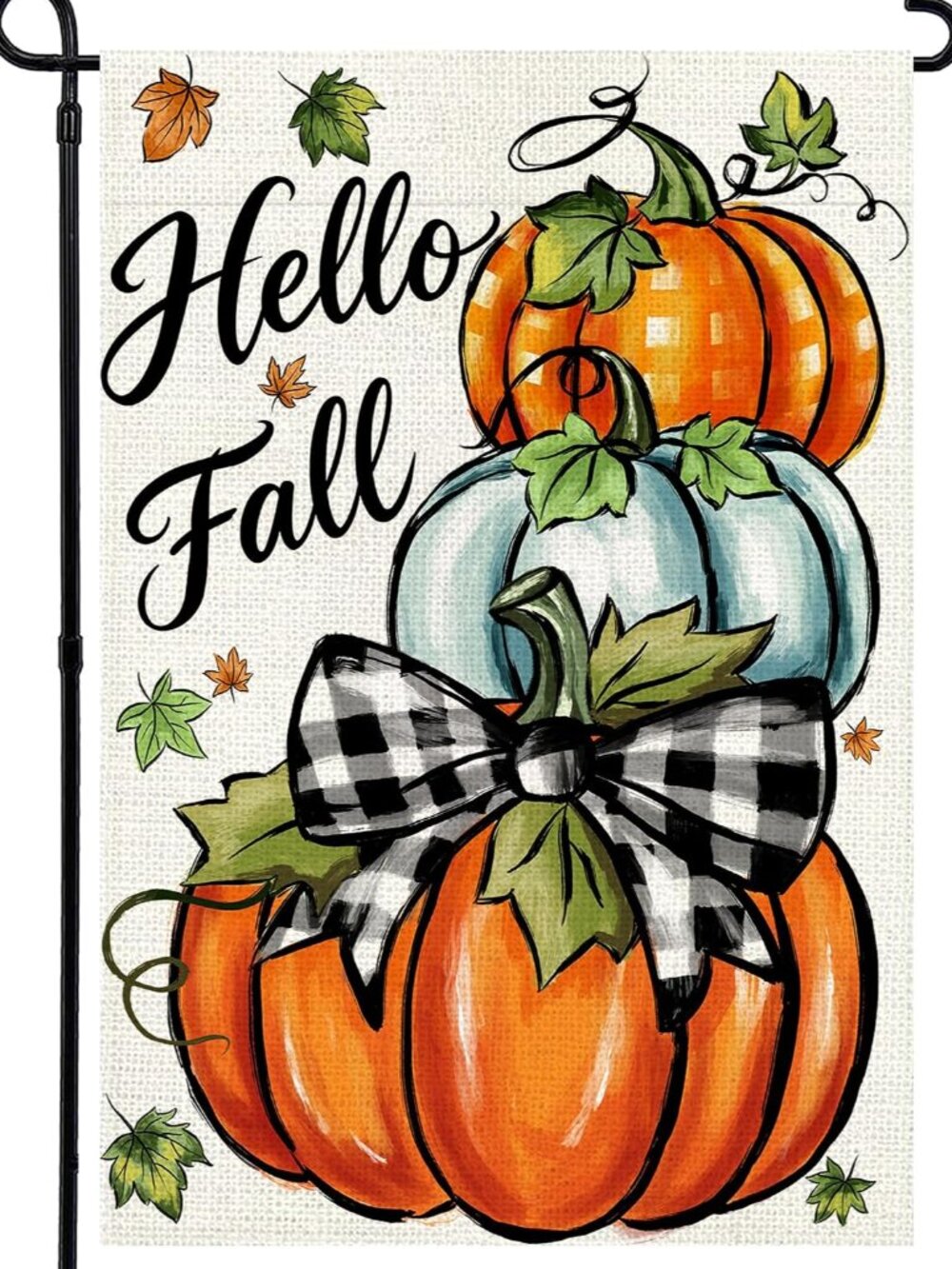 Hello Fall Garden Flag 12x18 Inch, Pumpkin Double Sided Flag
